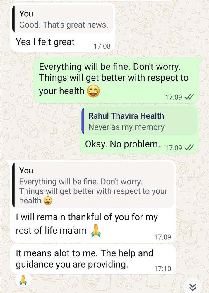 Patient WhatsApp message 1